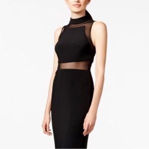 Betsy & Adam Black Illusion Dress with Glitter Design